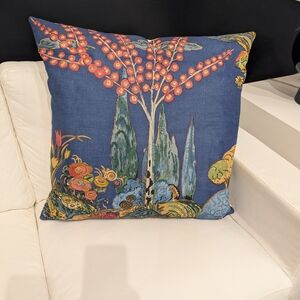 Floral Blue Throw Pillow